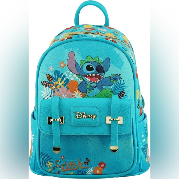 Disney Handbags - Disney Lilo and Stitch Hula Dance Blue Leather Mini Backpack 11” Adjustable